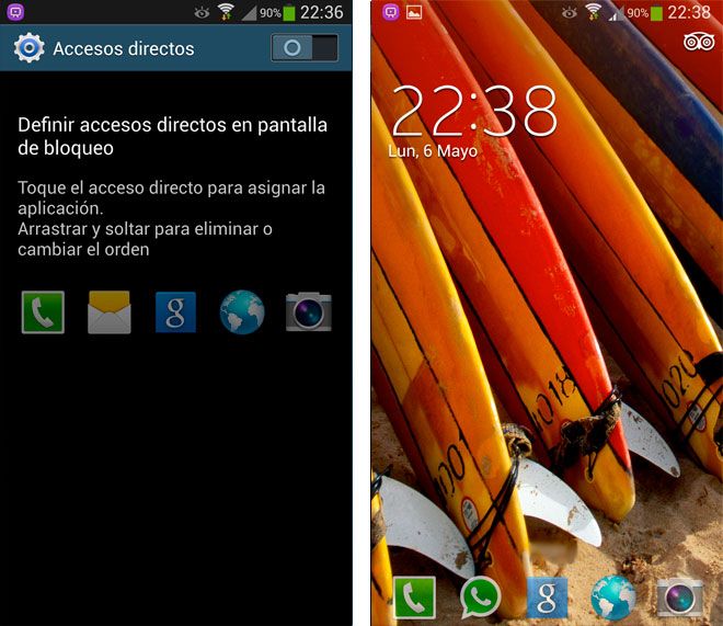 Accesos directos a la cámara desde la pantalla de bloqueo