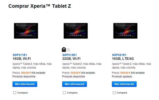 Precios del Sony Xperia Tablet Z