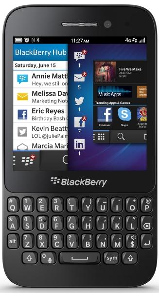 BlackBerry Q5 negro vista frontal