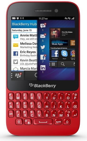 BlackBerry Q5 rojo vista frontal