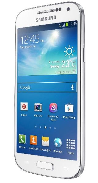 Samsung Galaxy S4 Mini blanco vista de tres cuartos