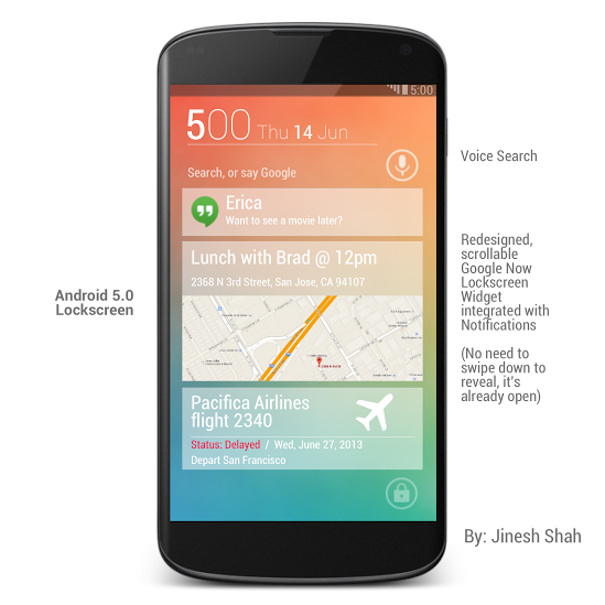 Conceptual de Android 5 con Google Now