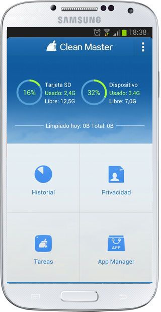 Pantalla de inicio de Clean Master