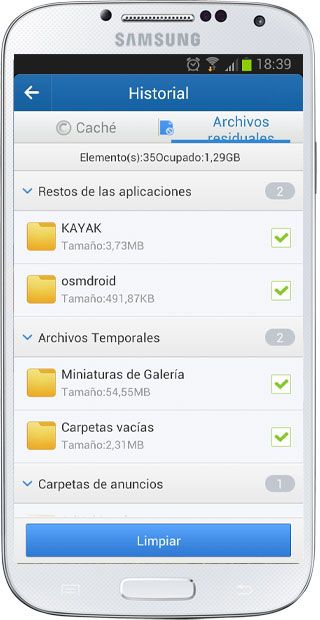 Archivos en Clean Master
