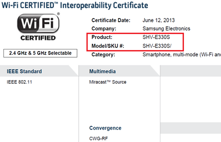 Posible Samsung Galaxy S4 en ccertificación WiFi
