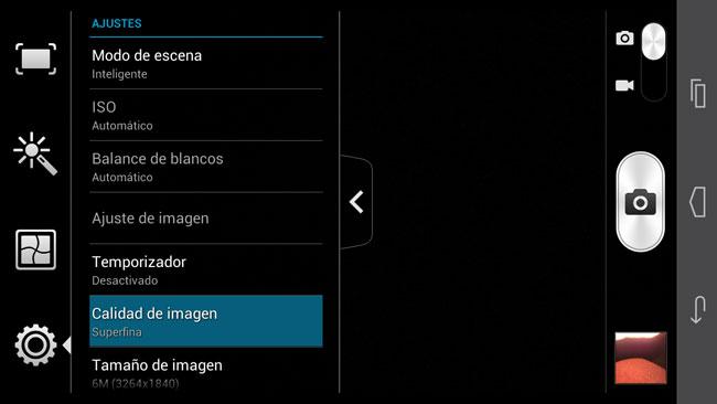 Interfaz de la cámara en el phablet Huawei Ascend Mate