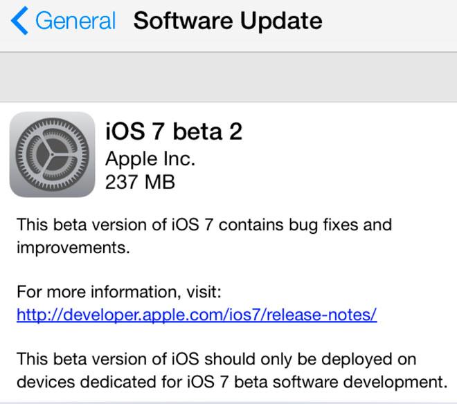 Actualización OTA con iOS 7 Beta 2