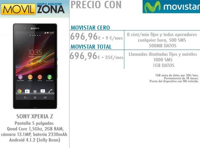 Sony Xperia Z, precios y tarifas con los distintos operadores