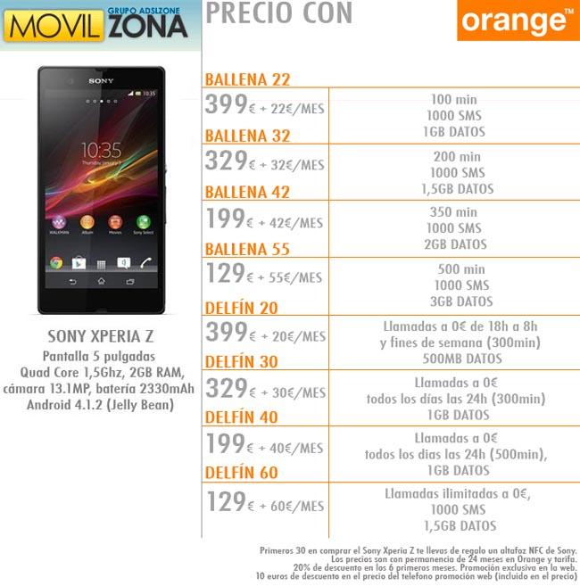 Sony Xperia Z, precios y tarifas con los distintos operadores