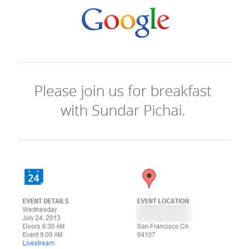 Invitacion de prensa de Google para posible presentacion de Android 4.3