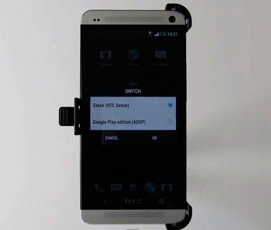 HTC One con el menú de Modaco