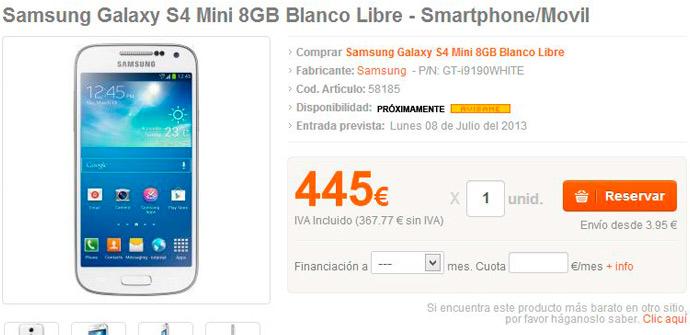 Reserva del Samsung Galaxy S4 MIni en España