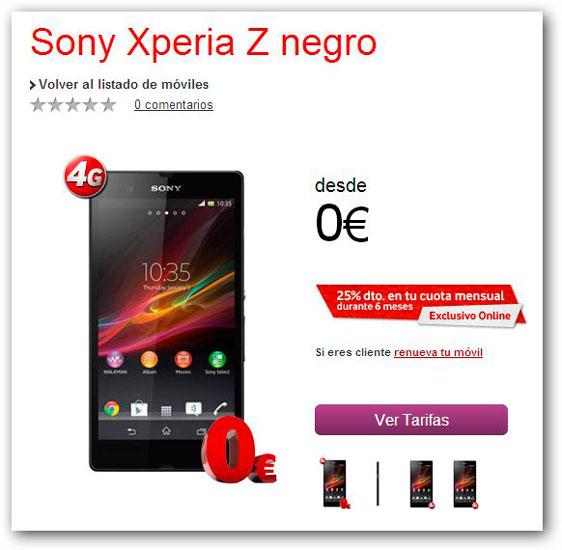 Sony Xperia Z de Vodafone con conectividad LTE