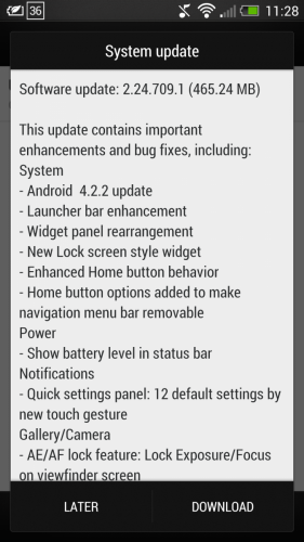La actualización de Android 4.2.2 para HTC One podría llegar muy pronto