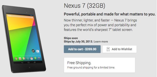 Nuevo Nexus 7 (2013) a la venta el 30 de julio,
