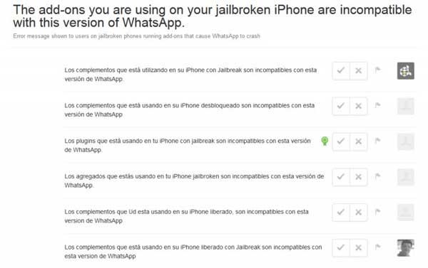 WhatsApp no funcionará en los iPhone con jailbreak.