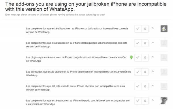WhatsApp no funcionará en los iPhone con jailbreak.