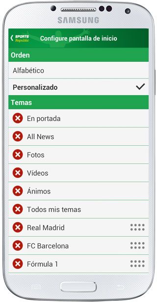 Opciones en Sport Republic