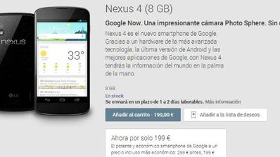 Google baja 100 euros el precio del Nexus 4.