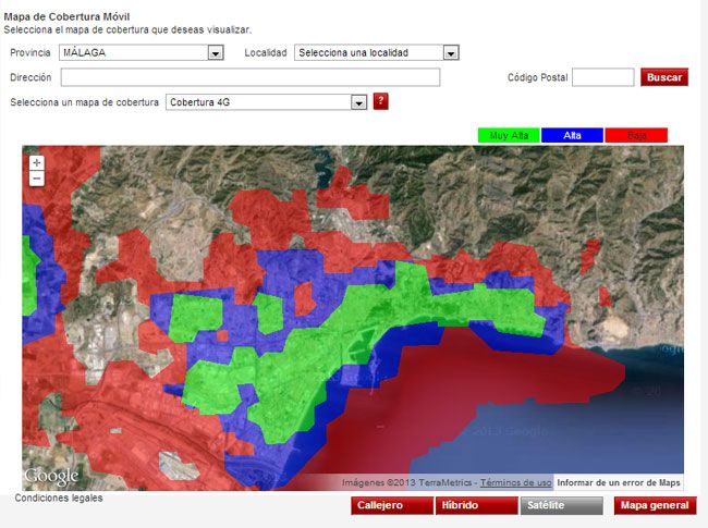 Vodafone 4G Mapa de cobertura
