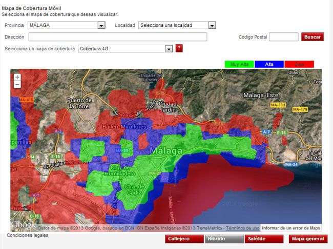 Vodafone 4G Mapa de cobertura
