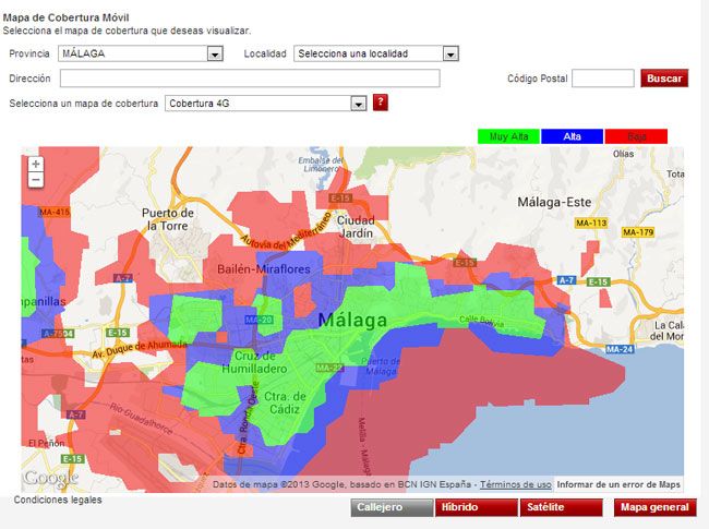 Vodafone 4G Mapa de cobertura