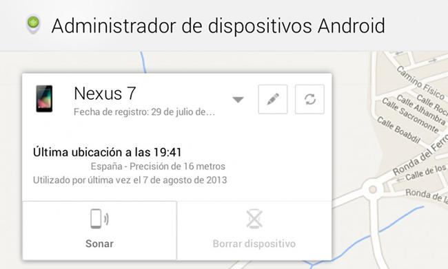 Captura de Android Device Manager
