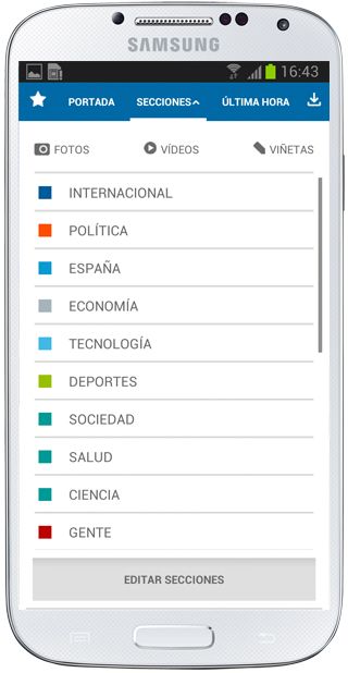 Secciones en El País