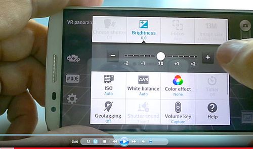 Pantalla de los ajustes de la cámara del LG G2
