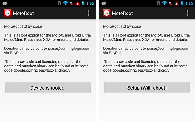 Captura de la aplicación MotoRoot