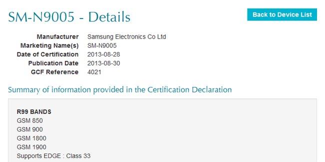El Samsung Galaxy Note 3 con LTE ya ha sido certificado por la GCF.