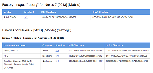 Públicación de la imagen de fábrica del Nexus 7 2013 LTE