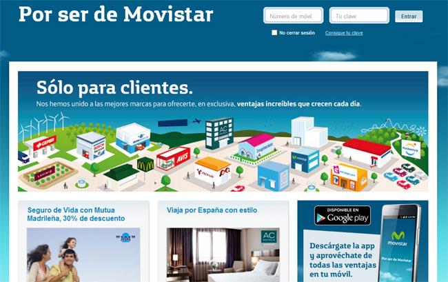 Captura de pantalla de la web de Por ser de Movistar