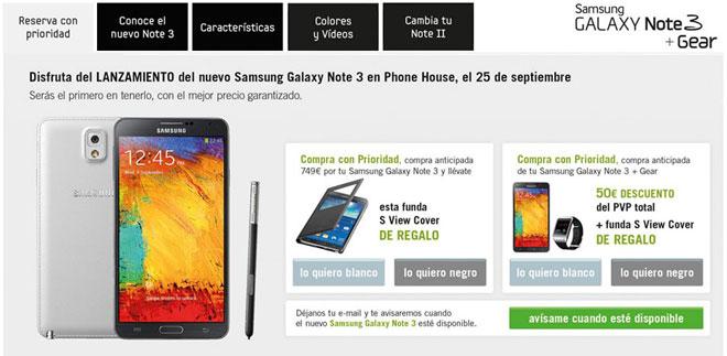 Oferta de Phone House por el Samsung Galaxy Note 3