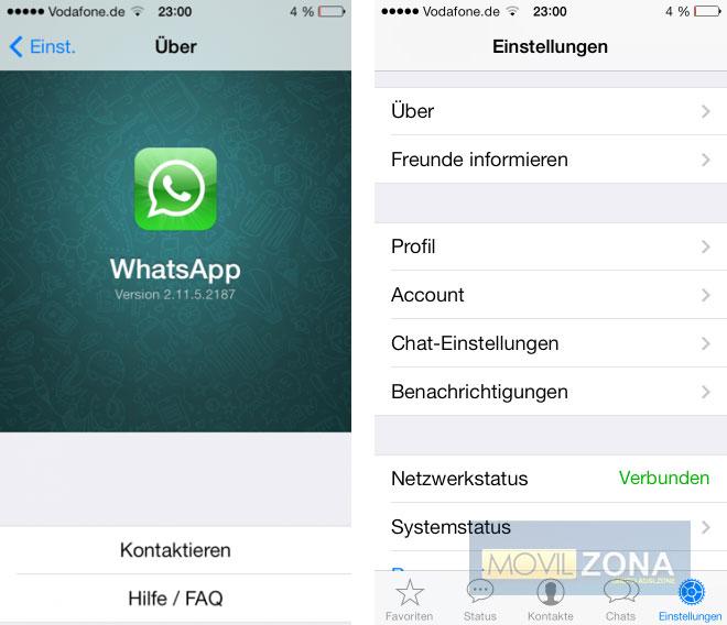 Interfaz de WhatsApp para iOS 7