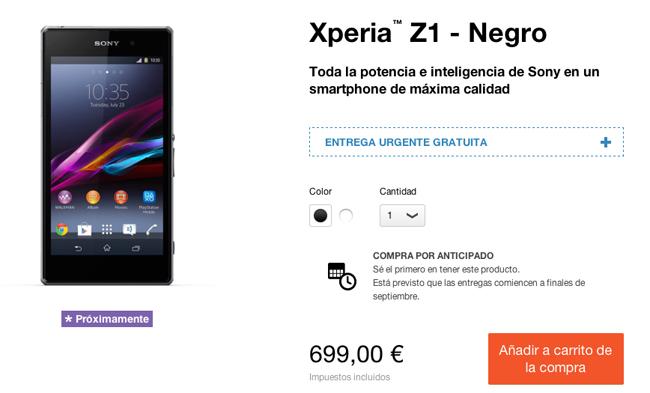 Reserva del Sony Xperia Z1 en España.