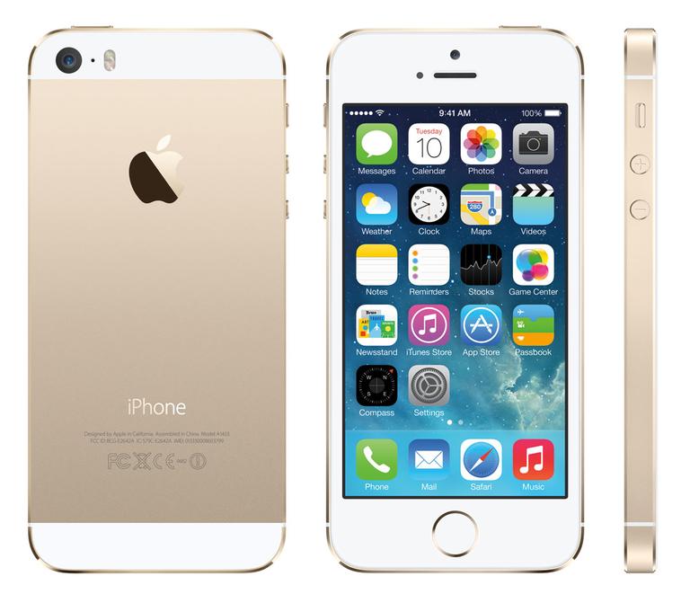 iPhone 5S de color oro vista frontal lateral y trasera