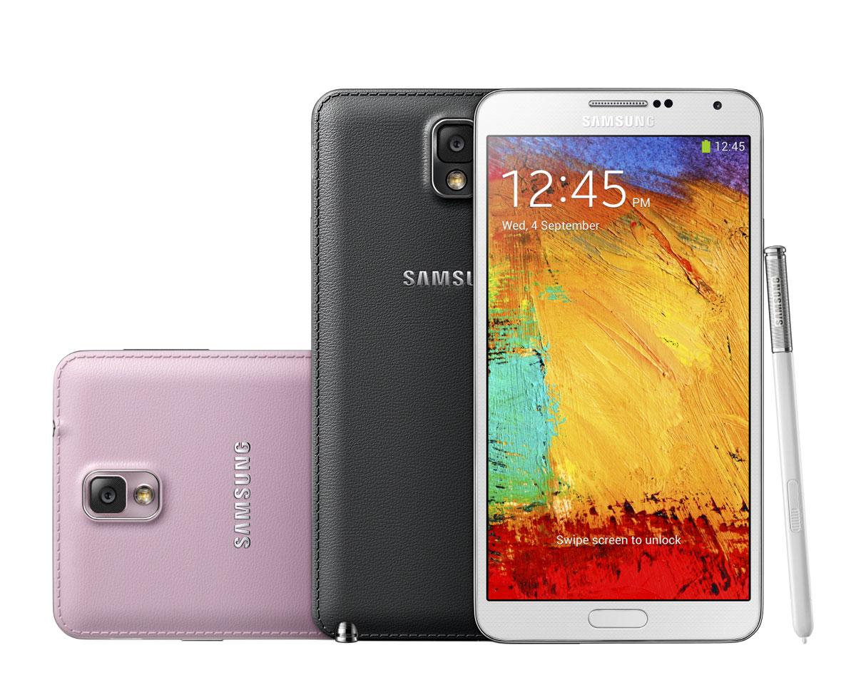 Samsung Galaxy Note 3 vista frontal y lateral con S Pen