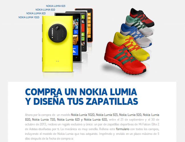 Pagina web de Nokia con promoción de Adidas