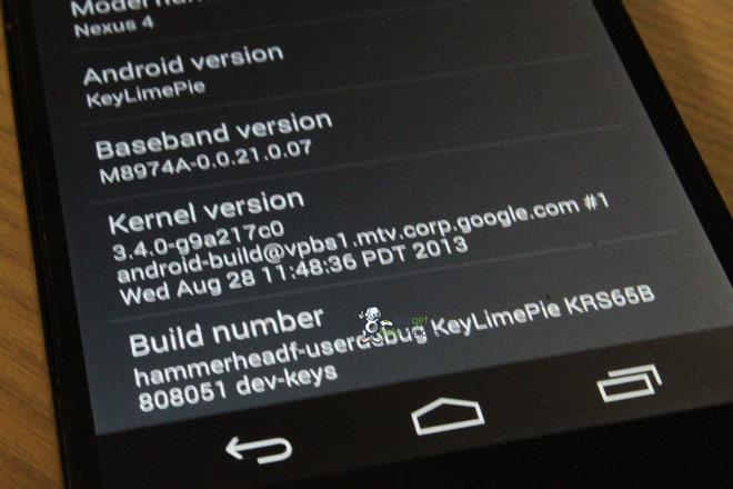 Nexus 4 en Android 4.4 Kitkat