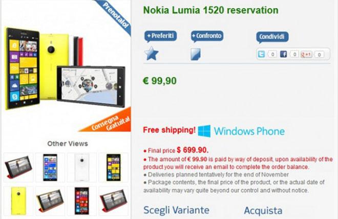Precio del Nokia Lumia 1520