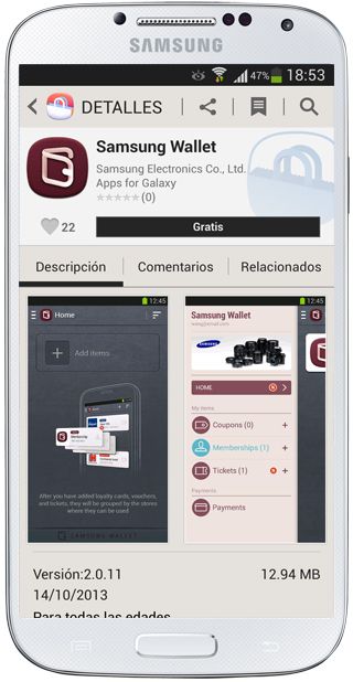 Descripción de App Samsung Apps