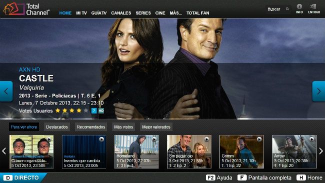 Interfaz de TotalChannel