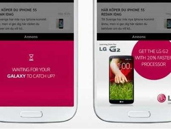 anuncio LG G2 contra Galaxy