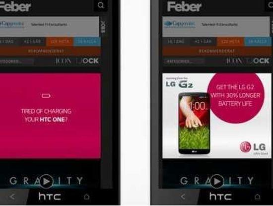 anuncio LG G2 contra HTC One