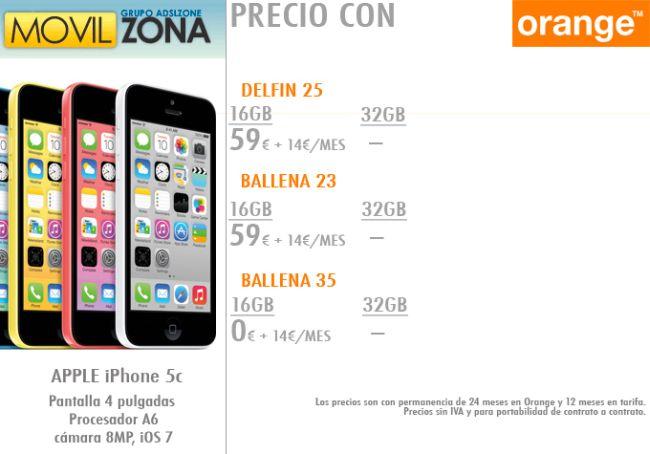 precios iphone 5c con orange