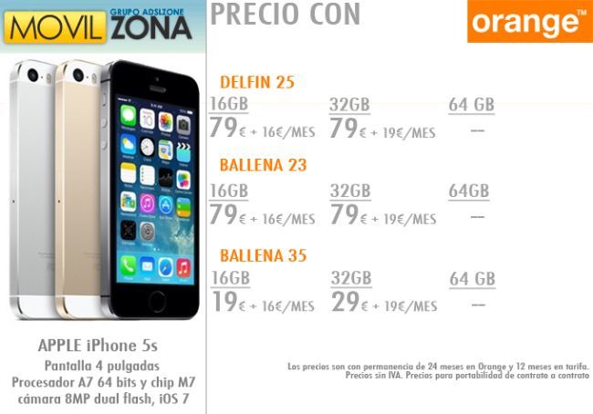 precios iphone 5s con orange