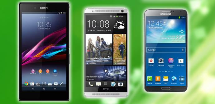 Comparativa: Sony Xperia Z Ultra, HTC One Max y Galaxy Note 3.