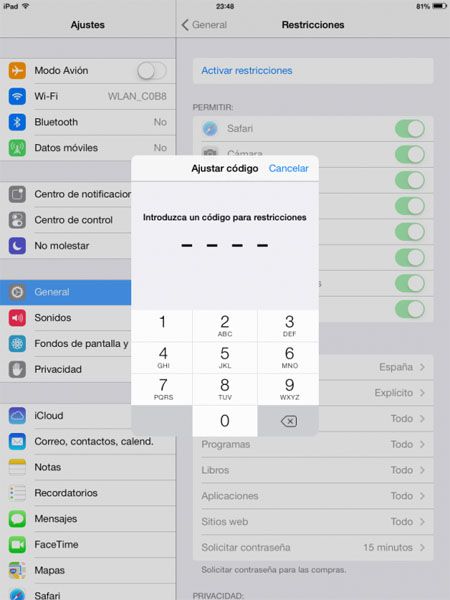 Control parental iPad.