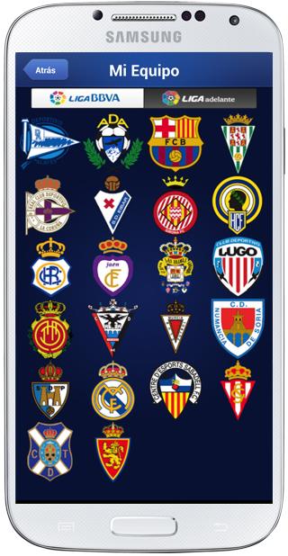 Selección e equipo en Liga de Fútbol Profesional